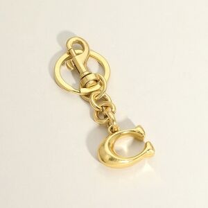 Gold C Initial Keychain Accessory Purse Charm